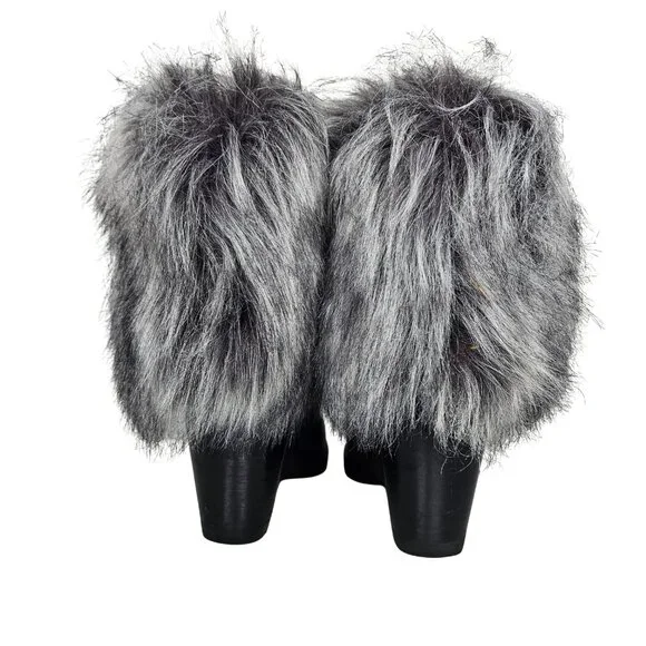 SOREL "Park City" Waterproof Black Leather Faux Fur Wedge Boots | US 8.5 | $300 - Picture 6 of 9